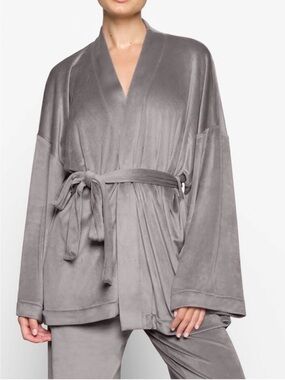 SKIMS velour short mini robe wrap gray size 2XL